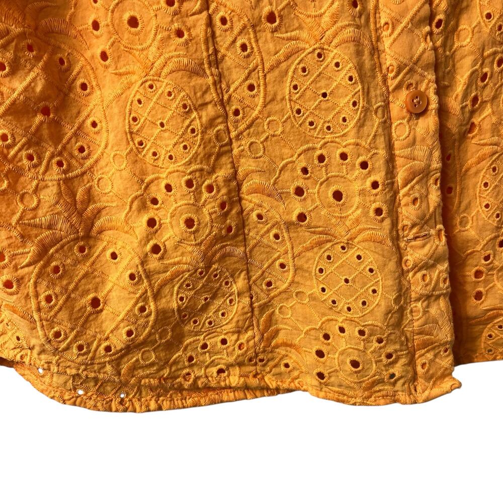 Chico's Orange Pineapple Eyelet Button Front Top … - image 4